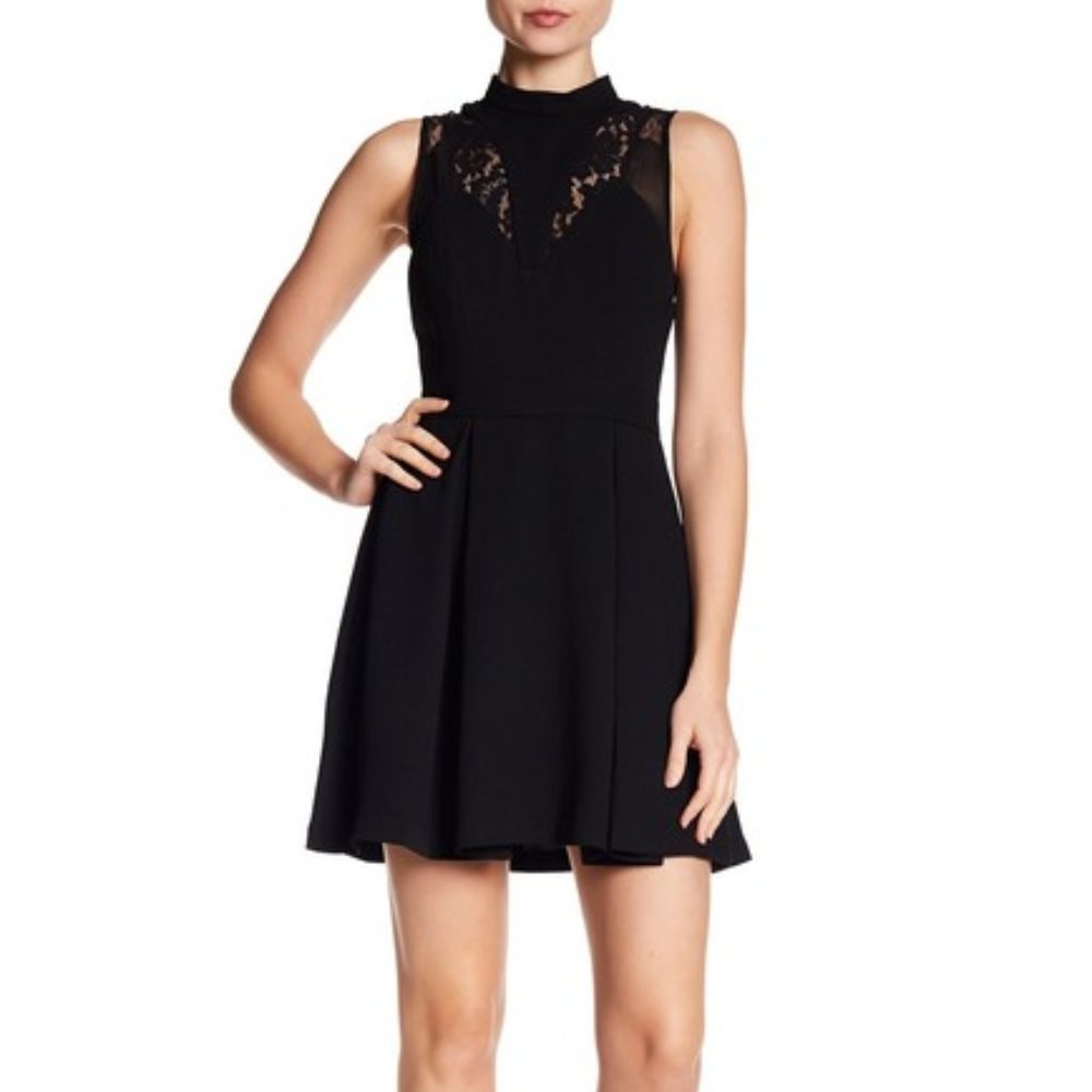 BCBGeneration Black Pleated Mini Fit and Flare Cocktail Party Dress Size 2